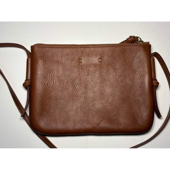 Madewell The Knotted Brown Leather Crossbody Purse Pockets Slim Classic Bag Zip - Picture 5 of 12